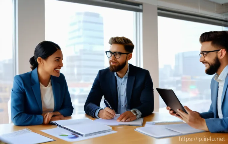 지적재산권 관련 정부 지원 제도 - **Image Prompt 1: Initial IP Consulting for a Tech Startup**
A bright, clean, and modern office ...