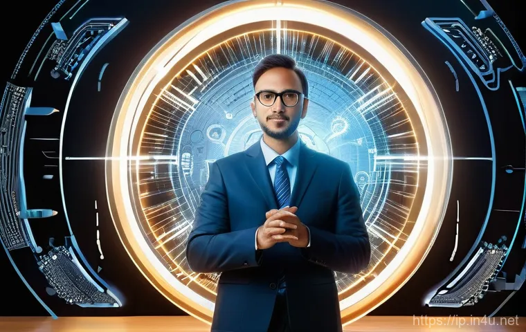 지적재산권 전문가로서 고객 응대 사례 - **Prompt 1: The Guardian of Innovation**
A dynamic, futuristic scene depicting a creative profes...