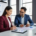 지적재산권 컨설턴트로서의 하루 - **Prompt**: A professional intellectual property consultant, a woman in her late 30s with a confiden...