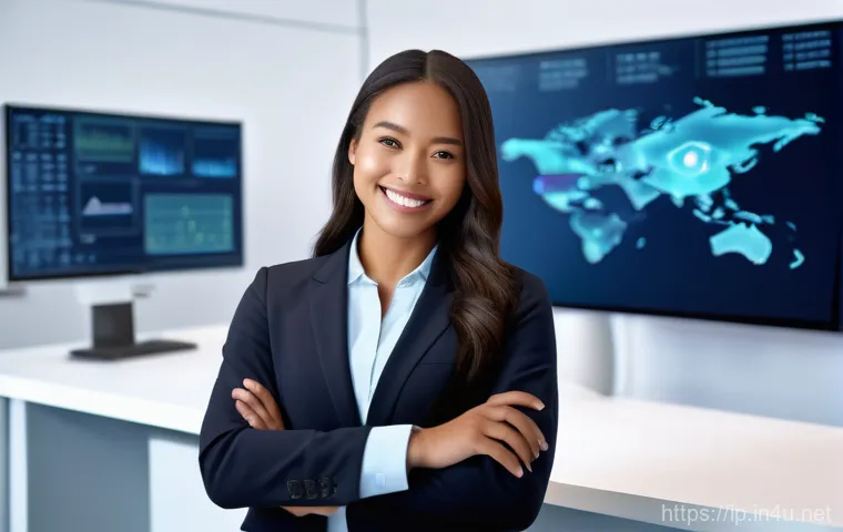 지적재산권 판례 분석과 실무 적용 - A group of diverse professionals, including developers and legal experts, gathered around a holograp...