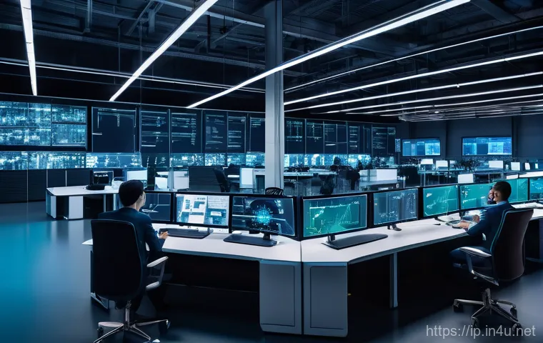 지적재산권과 4차 산업혁명 - A sleek, futuristic robot arm meticulously paints a vibrant, abstract artwork on a large canvas in a...