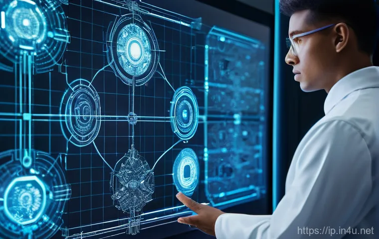 지적재산권과 4차 산업혁명 - A panoramic view of a sophisticated smart factory or a bustling smart logistics hub illuminated at t...